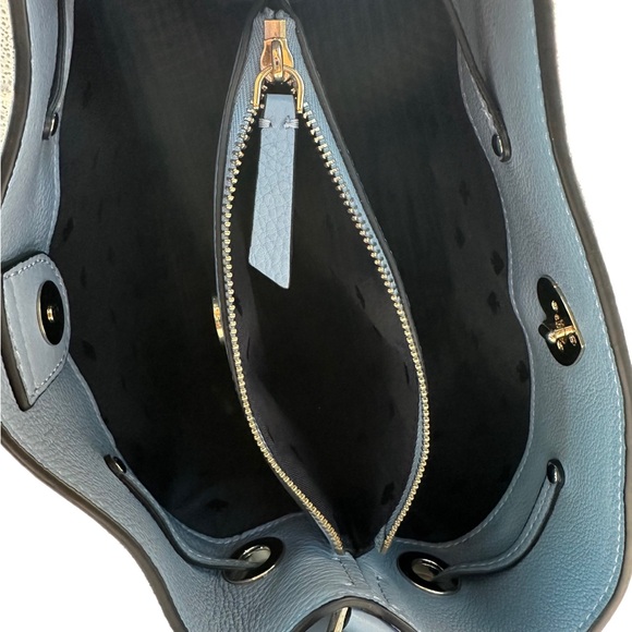 Kate Spade Large Bucket Suede Mixed Mat- Dusty Blue - Picture 3 of 4